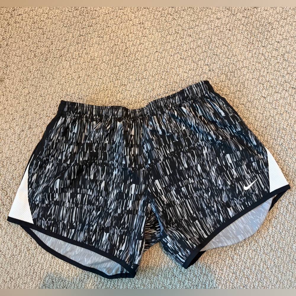 Black and White Nike Patterned Athletic Shorts